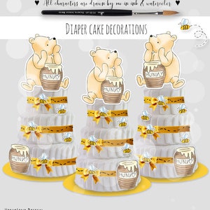 Classic Winnie the Pooh Diaper Cake Decoration Set Cutout Decor Baby Shower | Birthday Party DIY DIGITAL DOWNLOAD 0001