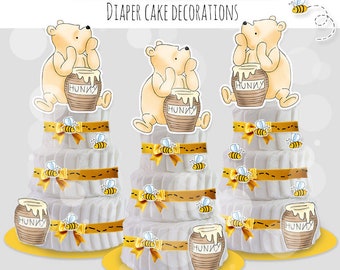 Classic Winnie the Pooh Diaper Cake Decoration Set Cutout Decor Baby Shower | Birthday Party DIY DIGITAL DOWNLOAD 0001