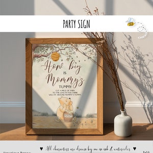 Klassiek Winnie de Poeh-babyshowerspel How Bis is Mommy's tummy, feesttafelbord #23 met kaarten, honderd hectare houtontwerp 0001 HAW
