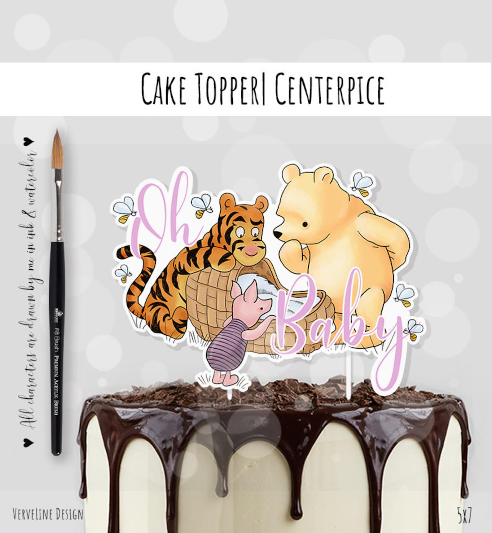 Cake Topper Classic Winnie the Pooh Baby Shower oh Etsy