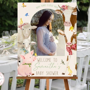 Editable Welcome sign Farm Animals Barnyard Boy Girl Baby Shower | Sprinkle | Birthday Boy Girl Farm party With Your Picture 0032