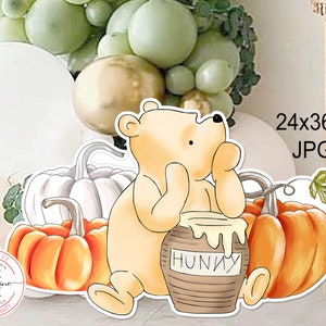 Cutout Decor Classic Winnie the Pooh mit Kürbissen Babyparty | Geburtstagsparty Ausschnitt Prop | Aufsteller DIGITALER DOWNLOAD 0001.11 0001.21