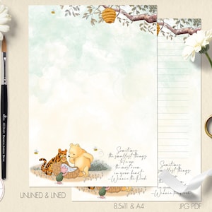 Classic Winnie the Pooh Printable Stationery Lined Unlined Paper ...