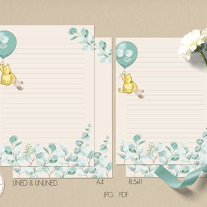 Classic Winnie the Pooh Printable Stationary Lined Unlined Paper ...