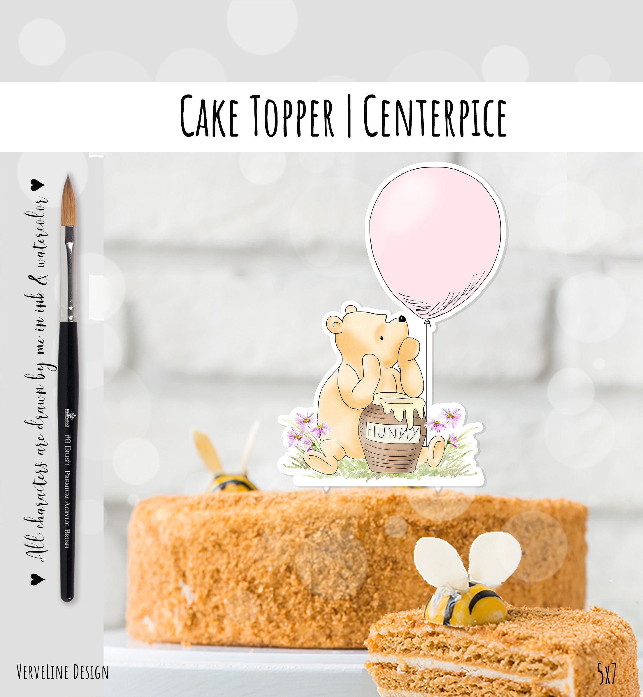 Winnie The Pooh - Edible Cake Topper - 11.7 x 17.5 Inches 1/2 Sheet  rectangular 