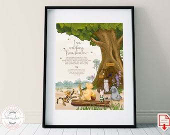 Panneau commémoratif pour une fête de naissance de Winnie l'ourson | Panneau de table « Je regarde du ciel » | Téléchargement numérique 0001 W2