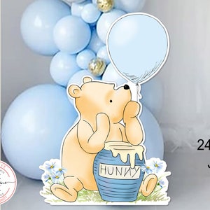 Decorazione ritagliata Winnie the Pooh classica con vaso blu e palloncino Baby Shower / Festa di compleanno Ritagliato Prop / Stand Up Prop DOWNLOAD DIGITALE 0001