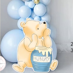 Cutout Decor Classic Winnie the Pooh with Blue Honey Pot Baby Shower, Birthday Party, Cutout Prop | Stand Up Prop DIGITAL DOWNLOAD 0001