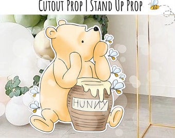 Cutout Decor Winnie The Pooh, Classic Winnie the Pooh and Bees Baby Shower, Birthday Party Cutout Prop | Stand Up Prop DIGITAL DOWNLOAD 0001