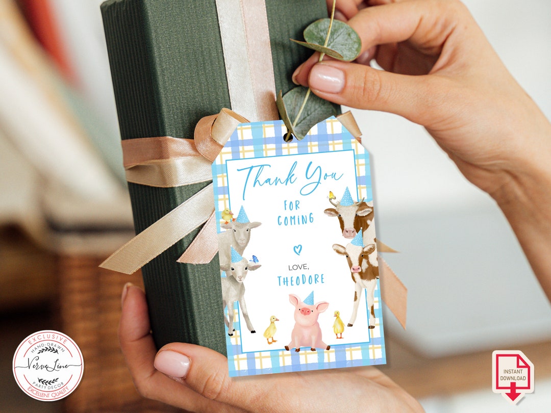 Editable Favor Tags Farm Animals Barnyard Birthday Boy Thank You Tag ...