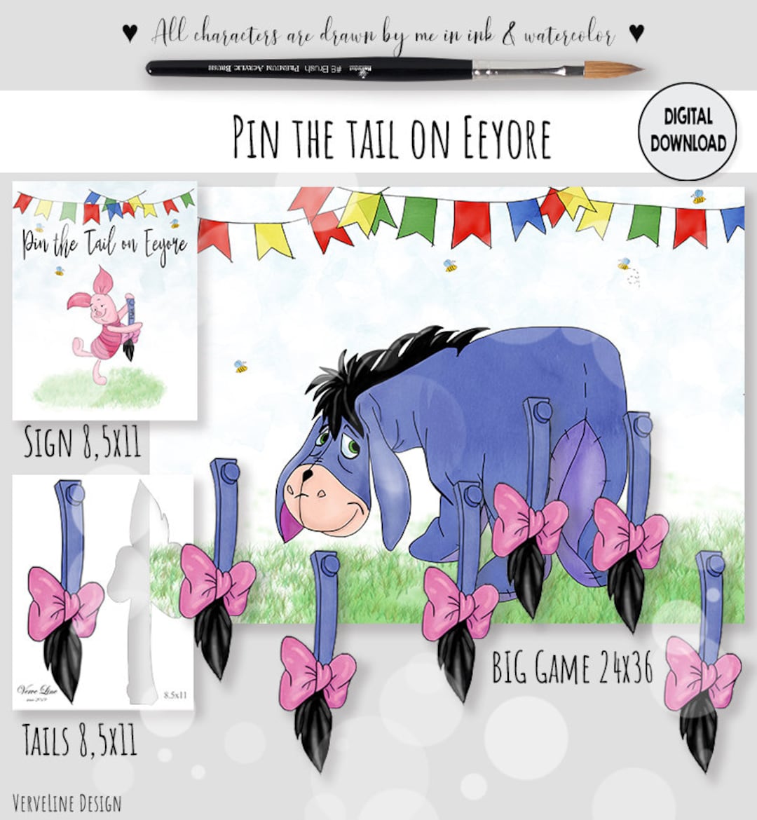 Big Game-pin the Tail on Eeyore Game Winnie the Pooh Birthday Partybaby ...