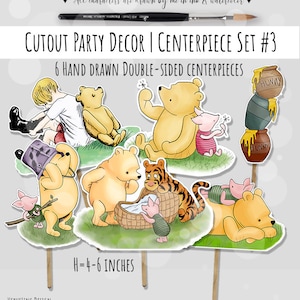 Cake Toppers Centerpieces  Set #3 Cutout Decor Baby Shower|Birthday Party Classic Winnie the Pooh DIGITAL DOWNLOAD 0001
