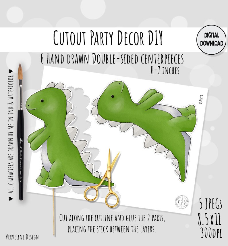 Dinosaur Birthday Party Printable Centerpieces Set 1 Cake - Etsy