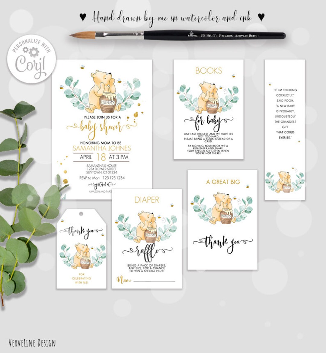 Classic Winnie the Pooh Baby Shower Bingo Game 25 Cards - Custom Party  Creations