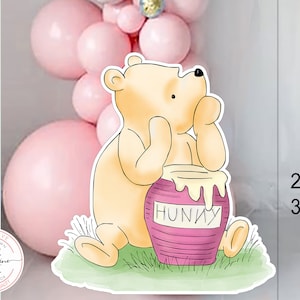 Cutout Decor Classic Winnie the Pooh with Pink Honey Pot Baby Shower | Birthday Party Cutout Prop | Stand Up Prop DIGITAL DOWNLOAD 0001