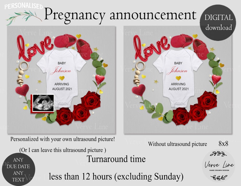 Baby announcement August 2021 8x8 DIGITAL DOWNLOAD Digital Pregnancy Announcement for Social Media