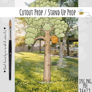 Árbol de Winnie The Pooh con colmena, recorte clásico para baby shower o fiesta de cumpleaños, decoración de jardín de pie, 3 x 6 pies, DESCARGA DIGITAL 0001 POR QUÉ