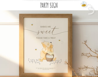 Table Sign Babies are Sweet, Please take a treat for a Classic Winnie the Pooh Baby Shower or Birthday Party | Sweet Design | #12 0001S