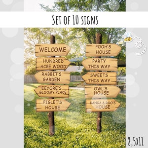 Cutout Decor, Classic Winnie the Pooh Baby Shower|Birthday Party Set of 10 double-sided Signs  Hundred Acre Wood  DIGITAL DOWNLOAD 0001