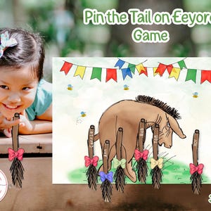 Big Game-Pin the Tail on Eeyore- Game Classic Birthday Party  Baby Shower Game 36x24 Digital Download 0001