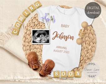 Editable Spring Pregnancy Announcement for Social Media, Digital Baby Announcement, Rainbow optional, Personalized, You edit