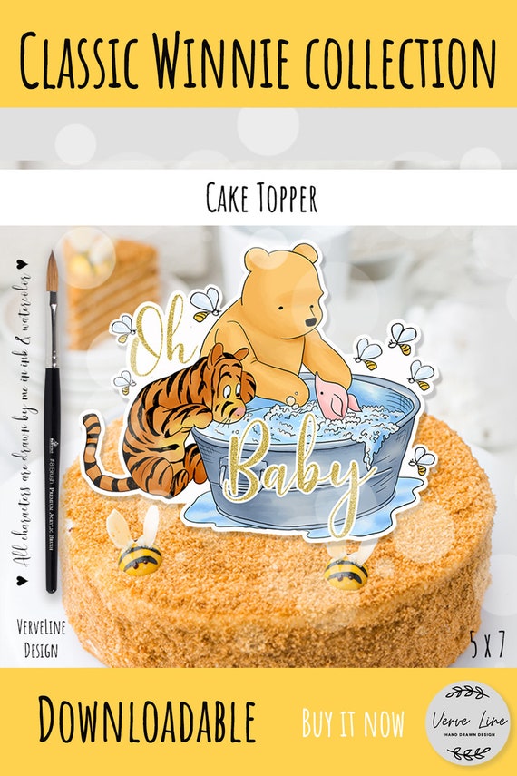 24pcs/pack Cartoon Winnie The Pooh Theme Cake Decorations Baby