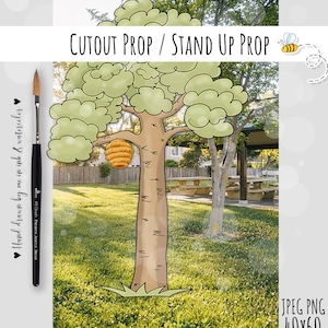 Árbol de Winnie The Pooh con colmena Recorte clásico para un baby shower o fiesta de cumpleaños Decoración de jardín con soporte DESCARGA DIGITAL 0001 POR QUÉ