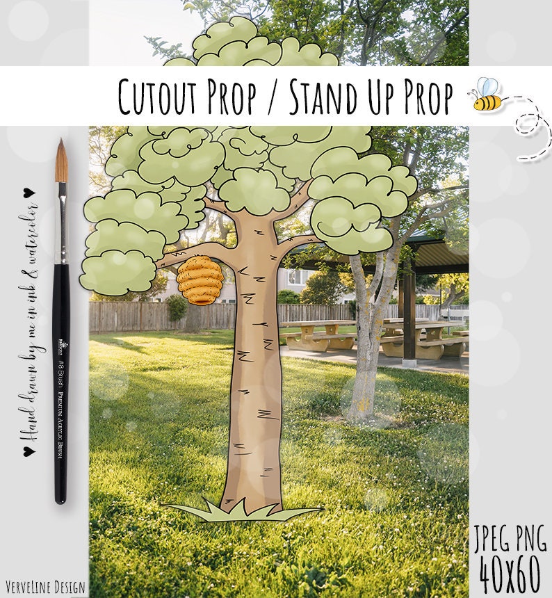 Winnie The Pooh Tree with a Hive Classic Cutout for a Baby Shower or Birthday Party Stand Up Prop Yard decor DIGITAL DOWNLOAD 0001 WHY