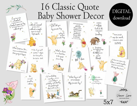 Baby Shower decor (banner,card,garland,etc) Set of 16 Classic Quote, 5x7   PRINTABLE  DIGITAL DOWNLOAD 0001