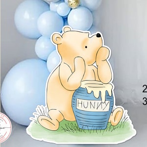 Cutout Decor Classic Winnie the Pooh with Blue Honey Pot Baby Shower, Birthday Party, Cutout Prop | Stand Up Prop DIGITAL DOWNLOAD 0001
