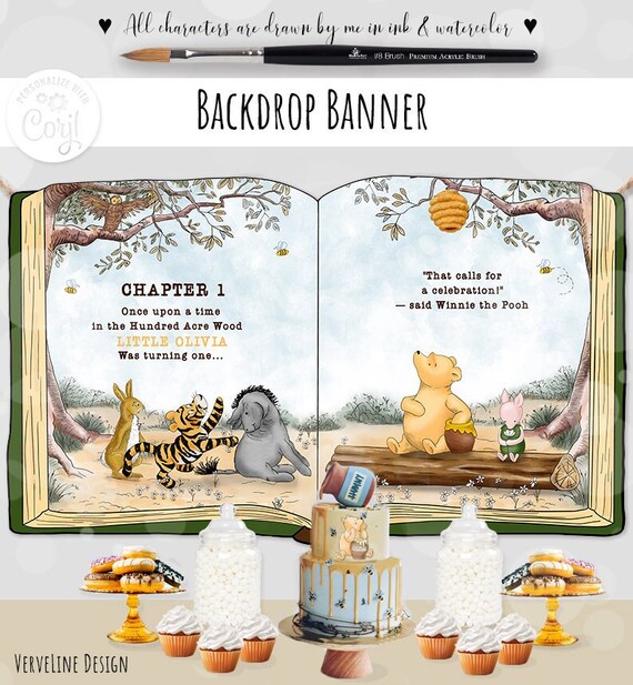 Banner Di Sfondo Winnie The Pooh Compleanno / Baby Shower Ragazzo - Foto 6