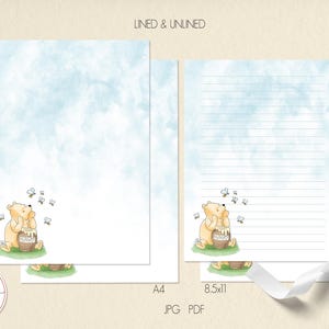 Winnie the Pooh Stationery, Lined and Unlined Letter Paper (printable ...