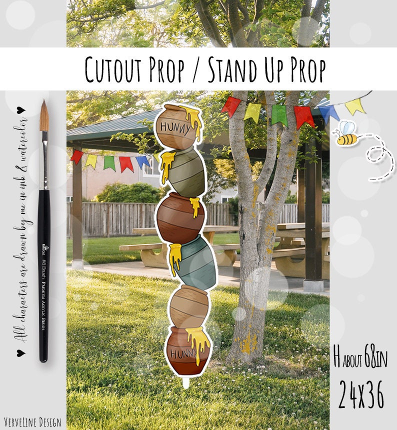 Yard Decor Big Honey Pots Cutout Prop|Stand Up Prop Big decor Baby Shower|Birthday Party Classic Winnie the Pooh Collection   0001