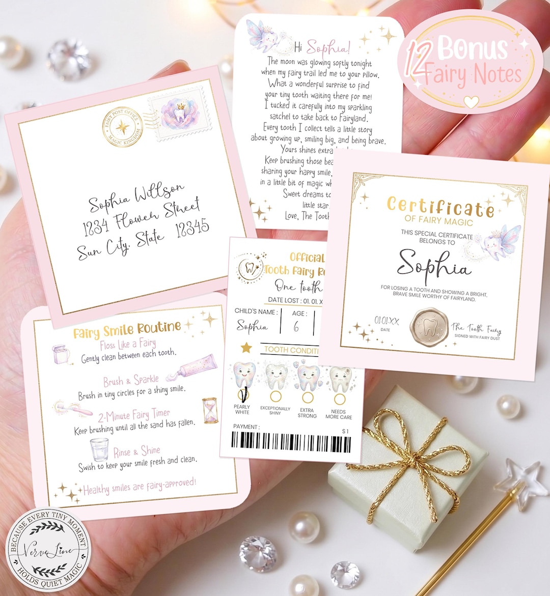 Mini Tooth Fairy Letter Printable Bundle, Editable Letter, Envelope ...