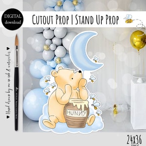 Ausschnitt Prop | Stand Up Prop Decor Klassische Winnie mit einem Blue Moon Baby Shower | Birthday Party To the Moon und DIGITALER DOWNLOAD 0001