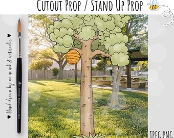 Winnie The Pooh Tree with a Hive Classic Cutout for a Baby Shower or Birthday Party Stand Up Prop Yard decor 3x6ft DIGITAL DOWNLOAD 0001 WHY