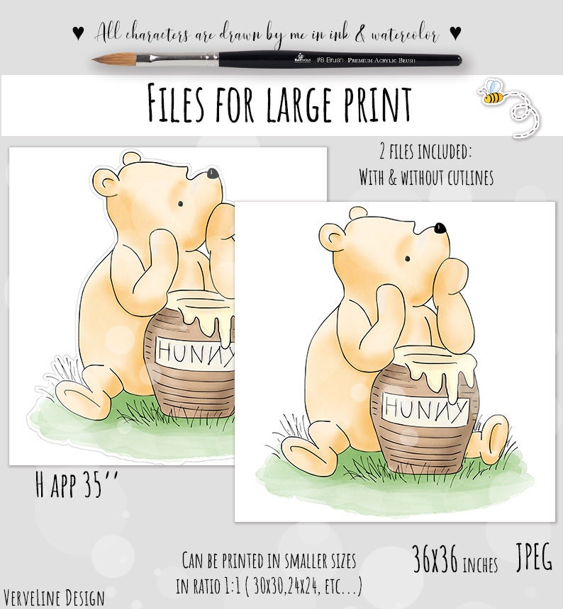 Cutout Decor Winnie The Pooh, Classic Winnie the Pooh Baby Shower, Birthday Party, Cutout Prop /Stand Up Prop DIGITAL DOWNLOAD 0001 image 5