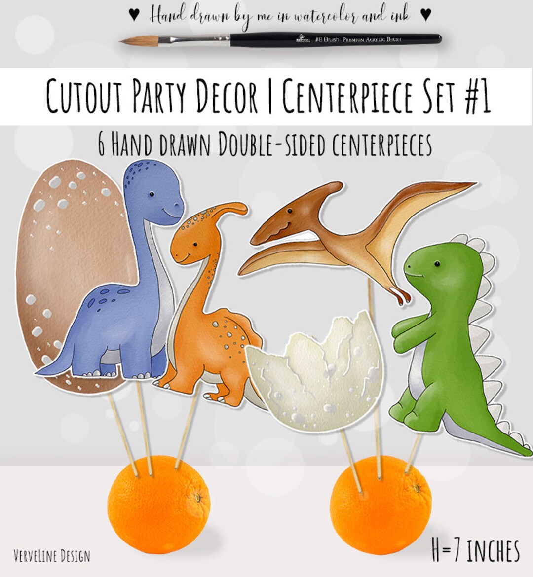 Dinosaur Birthday Party Printable Centerpieces Set #1 Cake Topper Table ...