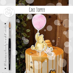 Double-sided Cake Topper Classic Winnie the Pooh Baby Shower Oh Baby 5x7  DIGITAL Download 0001 
