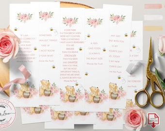 Lesezeichen Set von 10 Cutout Dekor mit Zitaten von Classic Winnie Baby Shower|Birthday Party Pooh Bär Pink Blumen Design DIGITAL DOWNLOAD 0001.9