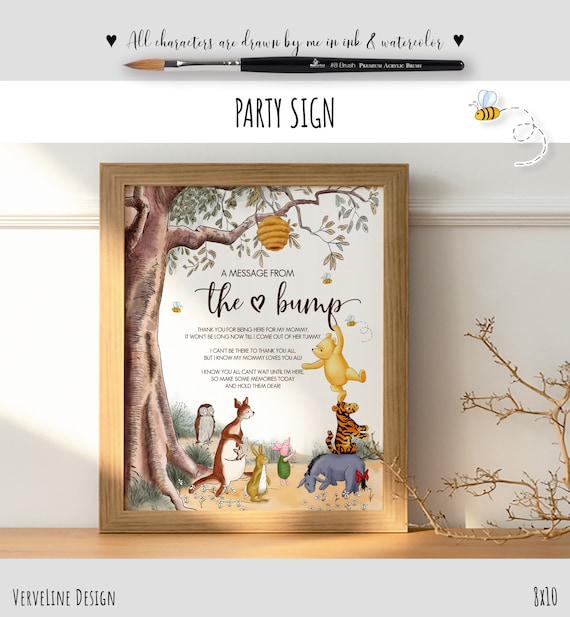 Message From the Bump Table Sign in a Classic Winnie the Pooh