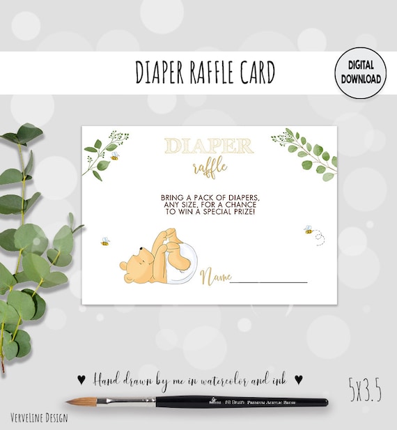 Diaper Raffle Ticket Winnie the Pooh Diaper Game Card Classic - Etsy
