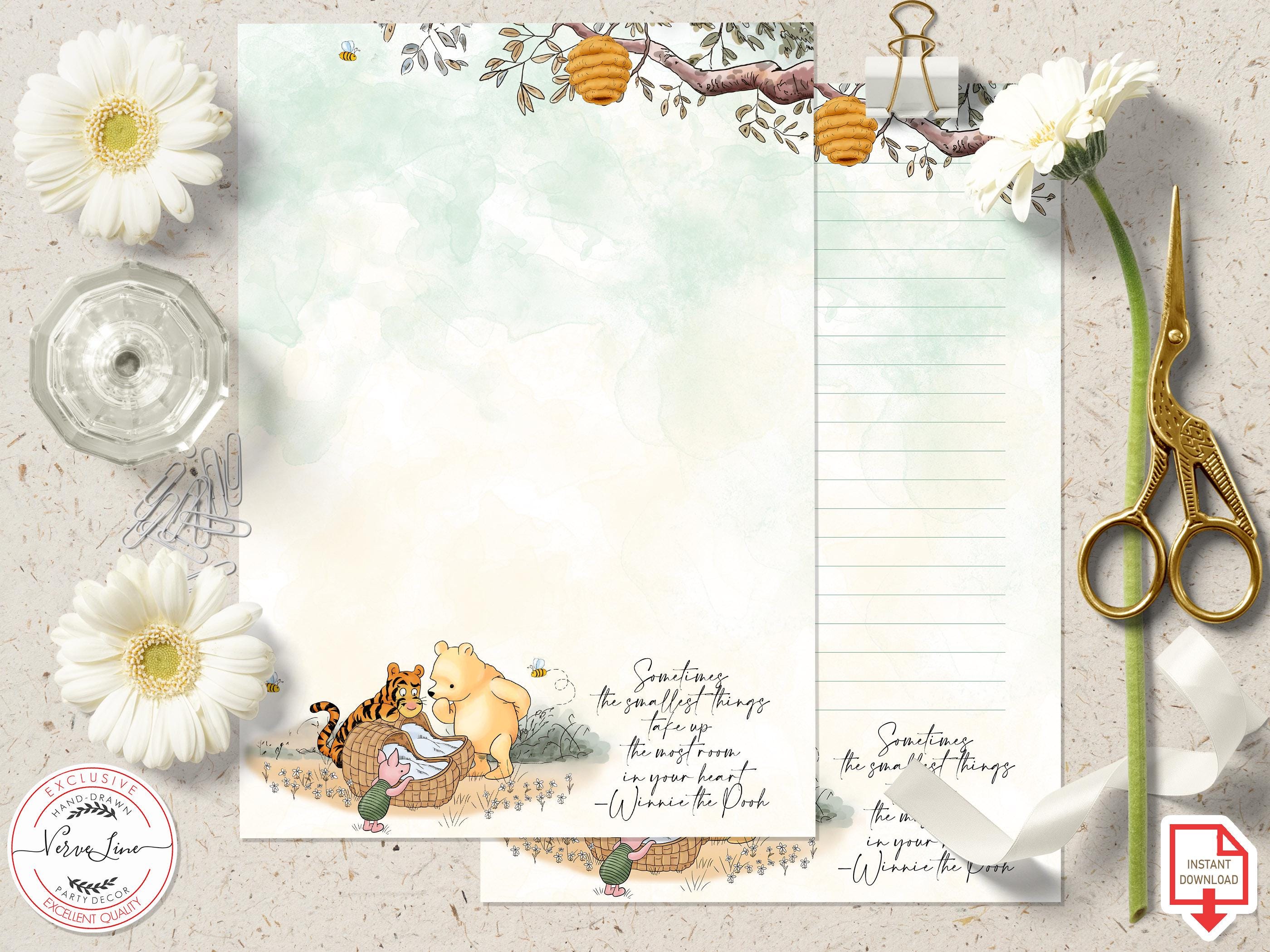 Classic Winnie the Pooh TWINS Printable Stationery Lined Unlined Paper ...