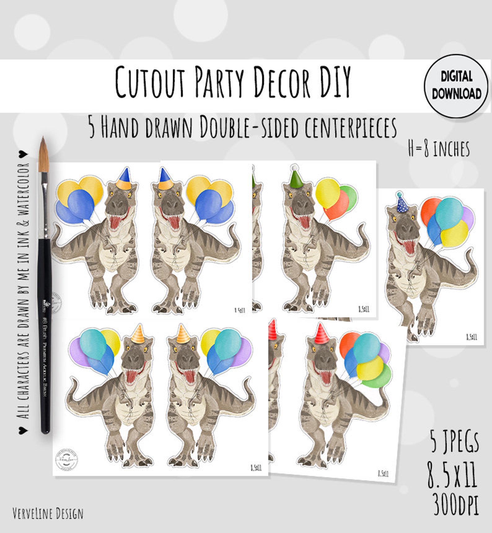 Printable Dinosaur Centerpieces Set 1 Birthday Party Cake - Etsy