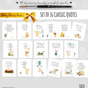 Lot de 16 décorations de fête de naissance classique Winnie l'ourson (bannière, carte, guirlande, etc.), TÉLÉCHARGEMENT IMPRIMABLE 8 x 10 0001