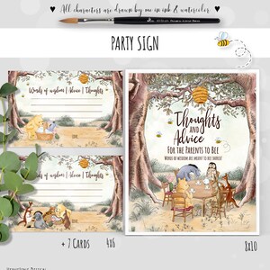 Winnie de Pooh Babyshower: gedachten en advies voor de ouders: bijenbord met 7 kaarten, bord, gezelschapsspel DIGITAL 0001HAW