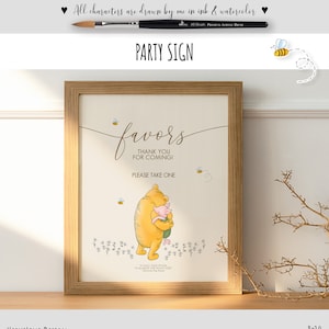 Table Sign Favors for a Classic Winnie the Pooh Baby Shower or Birthday Party | Sweet Design | #10 0001S