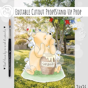 Editable Cutout Decor Winnie The Pooh with bees Classic Baby Shower|Birthday Party Cutout Prop|Stand Up Prop DOWNLOAD Corjl 0001