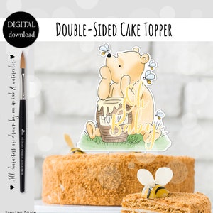 Double-Sided Cake Topper Classic Winnie the Pooh Baby Shower Oh Baby 5x7&quot; DIGITAL Download 0001