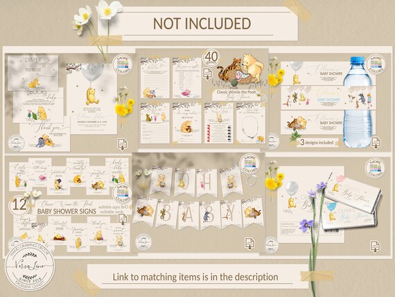 Editable Due Date Calendar for a Classic Winnie the Pooh Baby Shower Guess  Baby's Birthday, Any Color, Balloons, Girl or Boy 2 0001S - Etsy